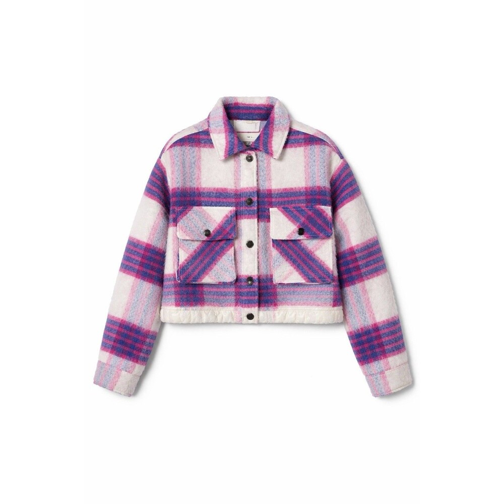 BlankNYC Women’s Cropped Plaid Shacket Cozy Button Front Jacket XS